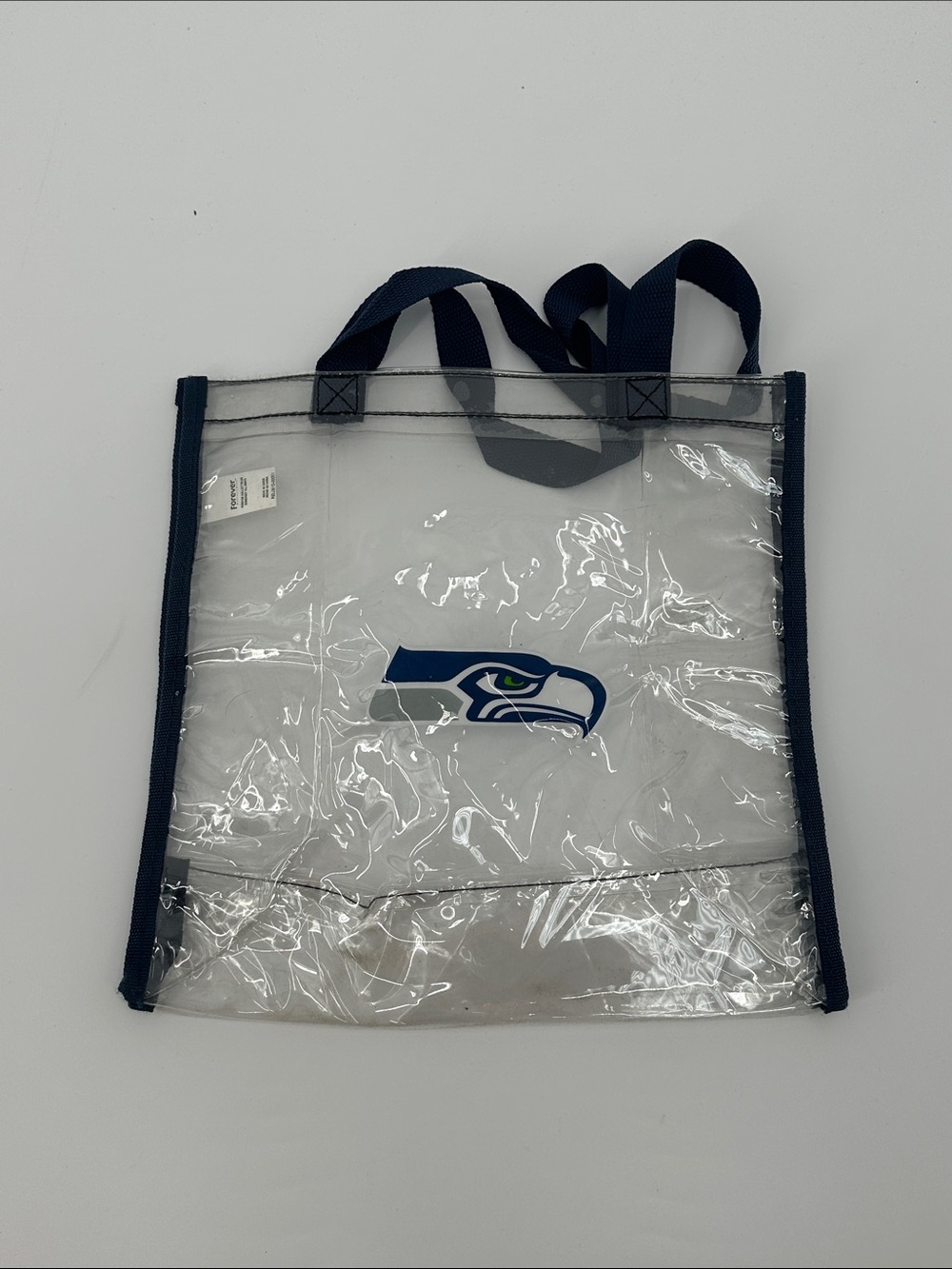 NFL Seattle Seahawks Clear Tote with Navy Trim and Logo